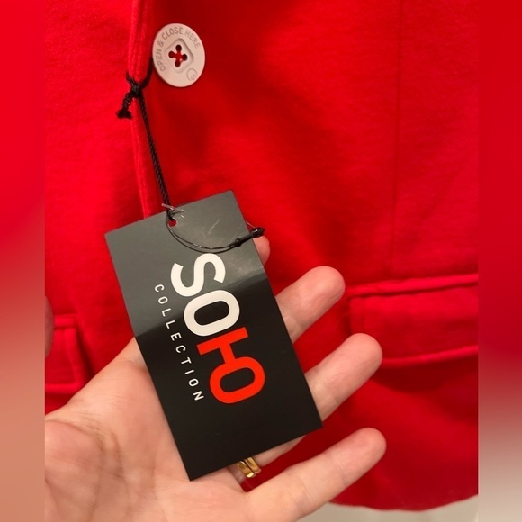 Soho Collection Red Cotton Blend Blazer.Size 48=M - Picture 9 of 16